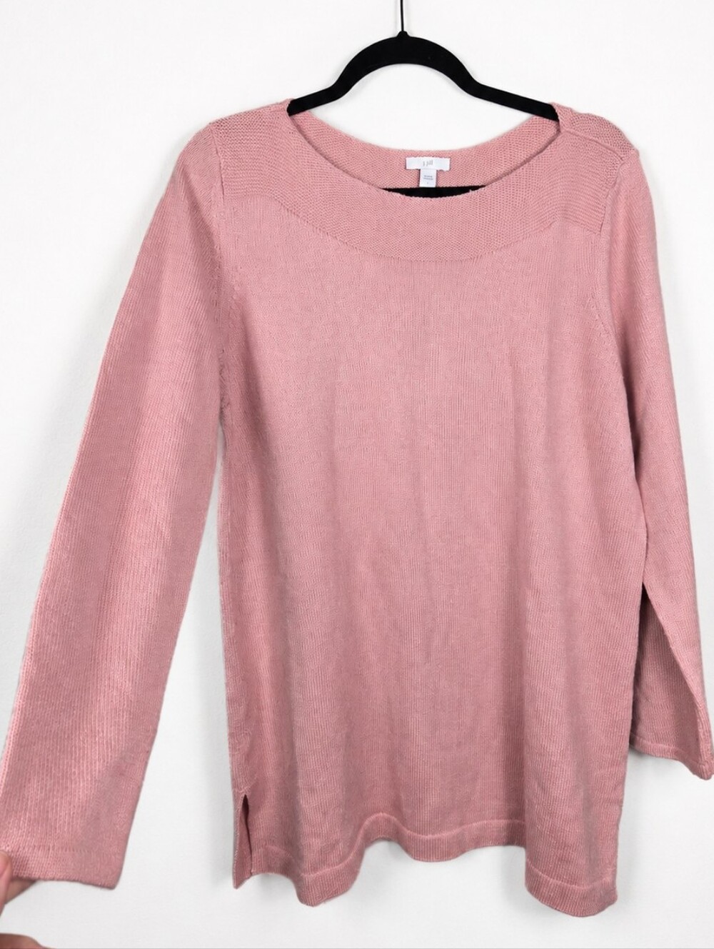 J.Jill Pink Cotton Blend Soft Knit Tunic Sweater Large Quiet Luxury Coastal
